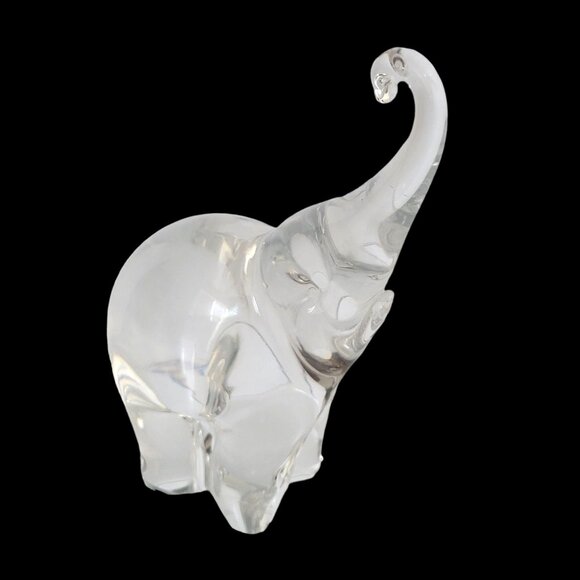 Maleras Sweden Crystal Elephant Paperweight Trunk Up Figurine Clear 4.5 - Picture 2 of 6